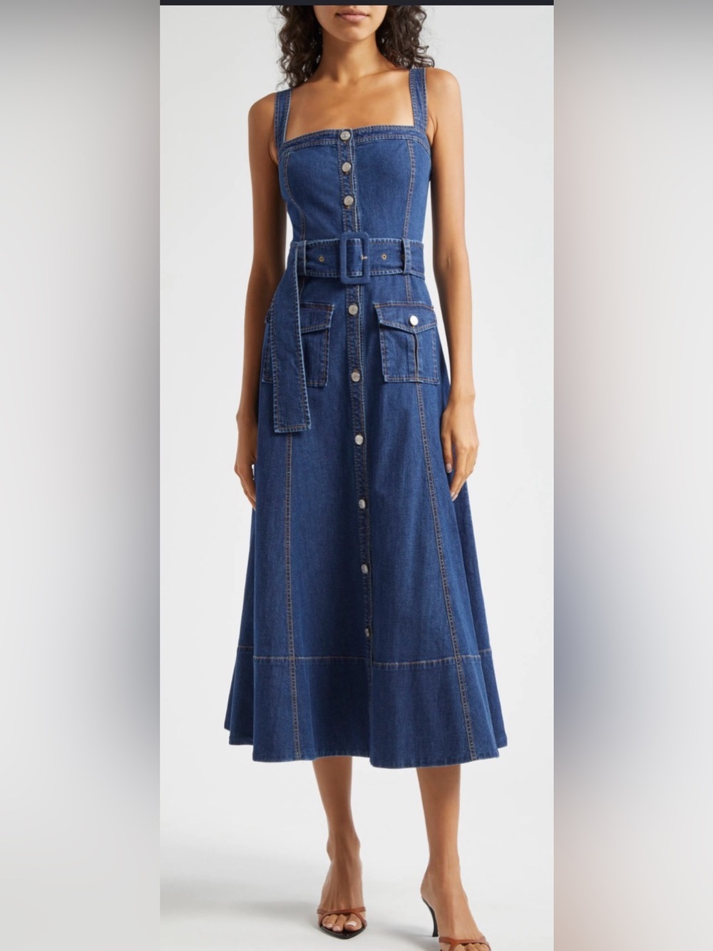 Cinq à Sept Vega Belted Sleeveless Denim
Fit & Flare Midi Dress sz 8
